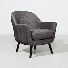Quilted Velvet Club Chair with Black Legs